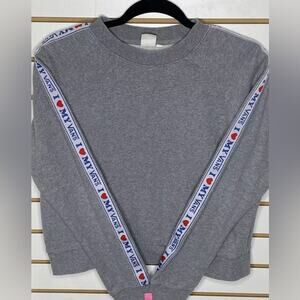 Vans Gray Woman Small Sweater Crew Neck Skateboard Stripe Arms I Heart My Vans